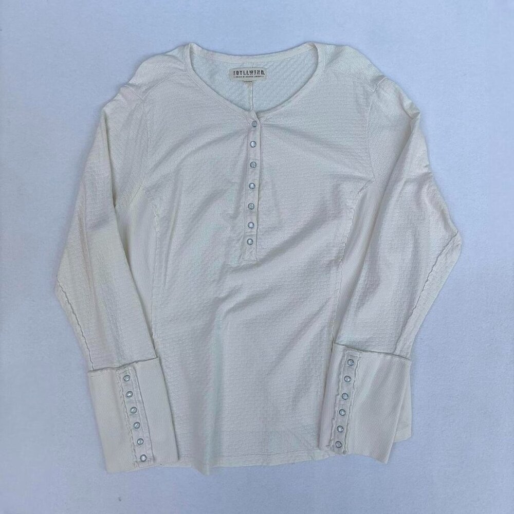 Idyllwind Women’s Pearl Knit Henley Long Sleeve Shirt Size XXL White Cream